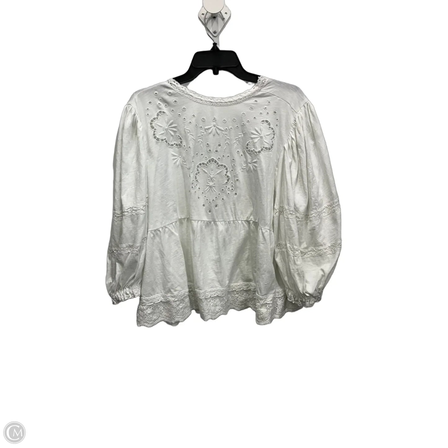 Top 3/4 Sleeve By Free People In White, Size: L
