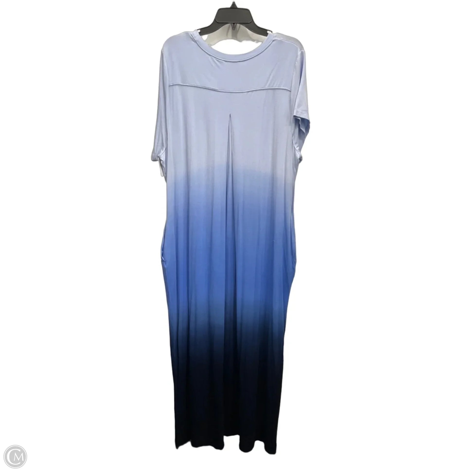 lane bryant blue dress Lane Bryant Royal Blue Boat Neck Ruched Overlay 3/4 Sleeve Stretchy Dress 14