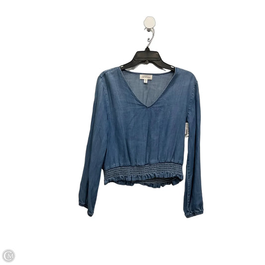 Top Long Sleeve By Cloth & Stone In Blue Denim, Size: M