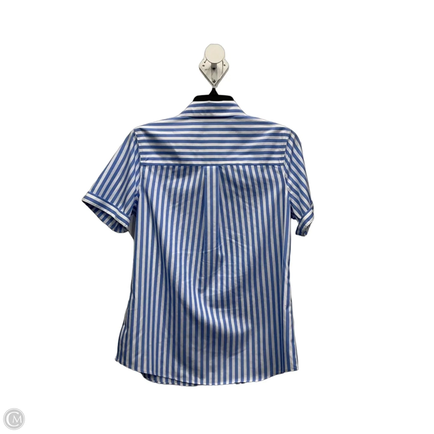 Blouse Short Sleeve By Lands End In Blue & White, Size: Xs