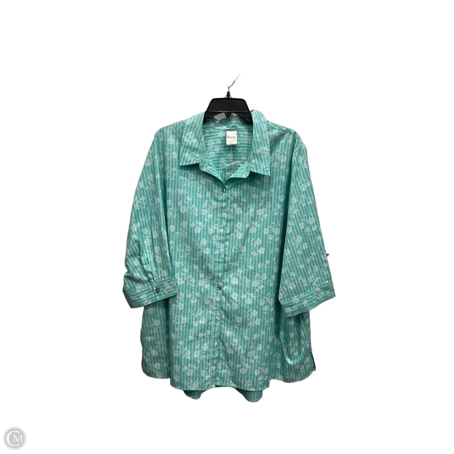 Blouse 3/4 Sleeve By Blair In Blue, Size: 3x