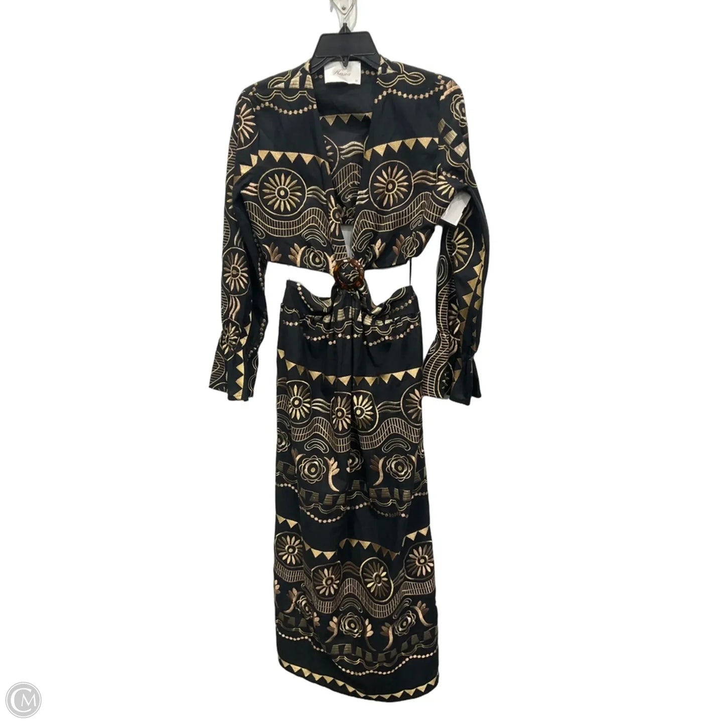 Dress Party Long By Clothes Mentor In Black & Gold, Size: M