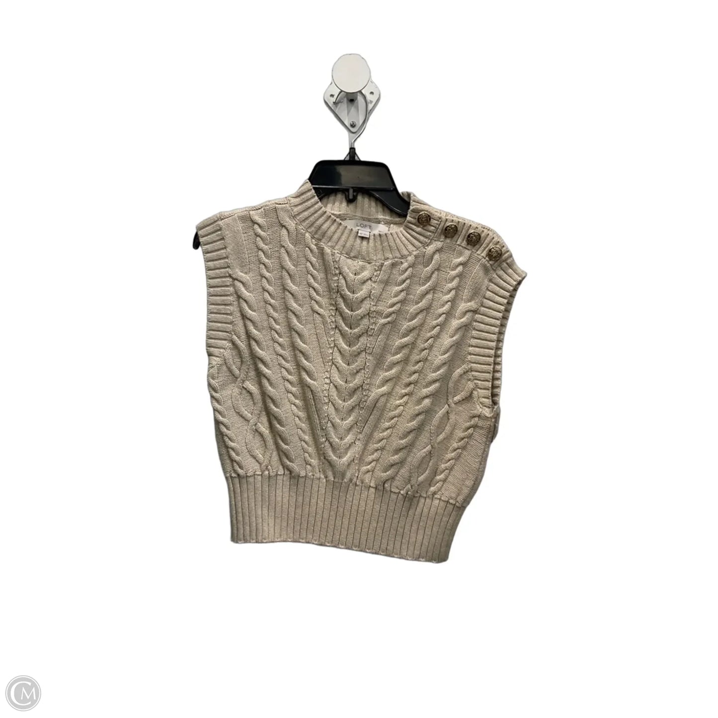 Vest Sweater By Loft In Cream, Size: Xsp