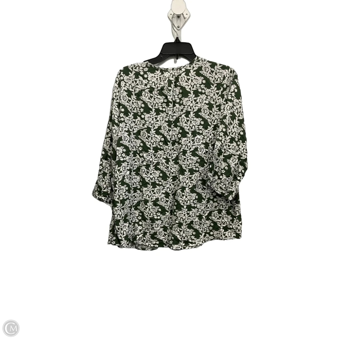 Top Long Sleeve By Monday Fun In Green & White, Size: 1x