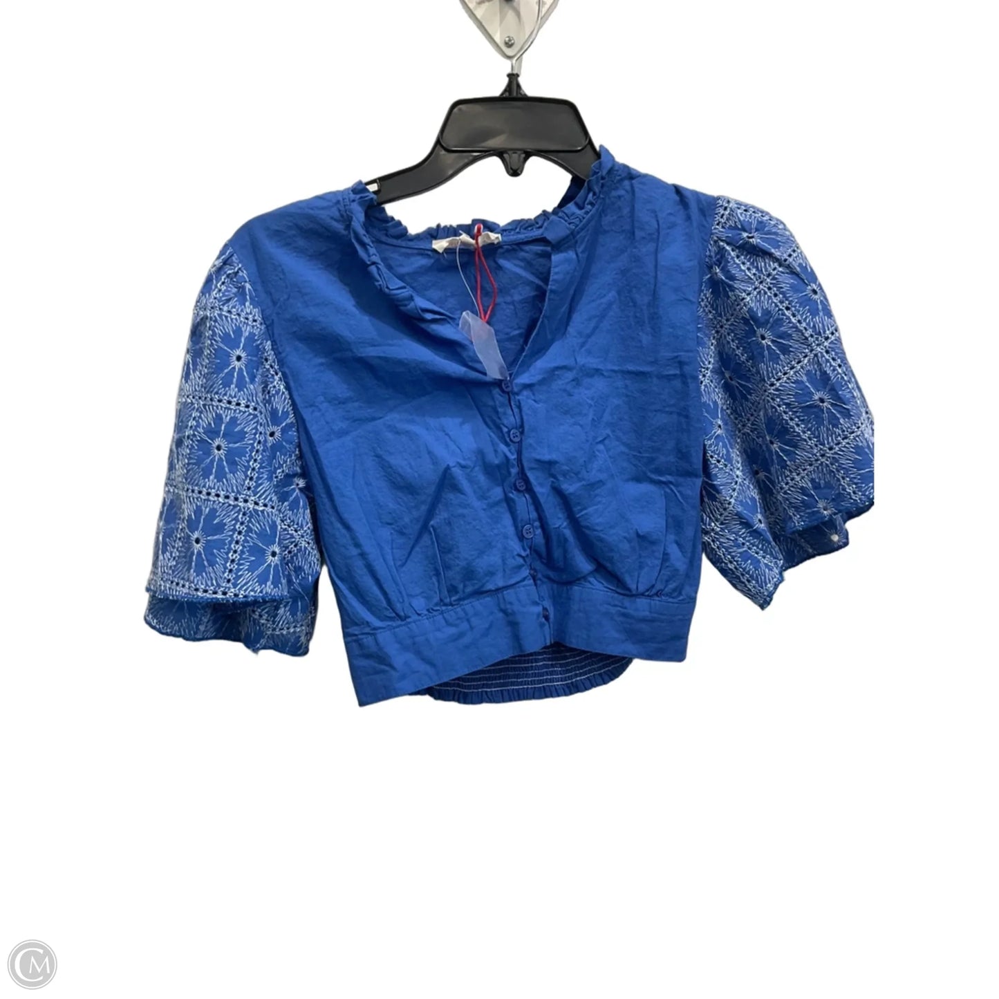 Top Short Sleeve By Solitaire In Blue & White, Size: S