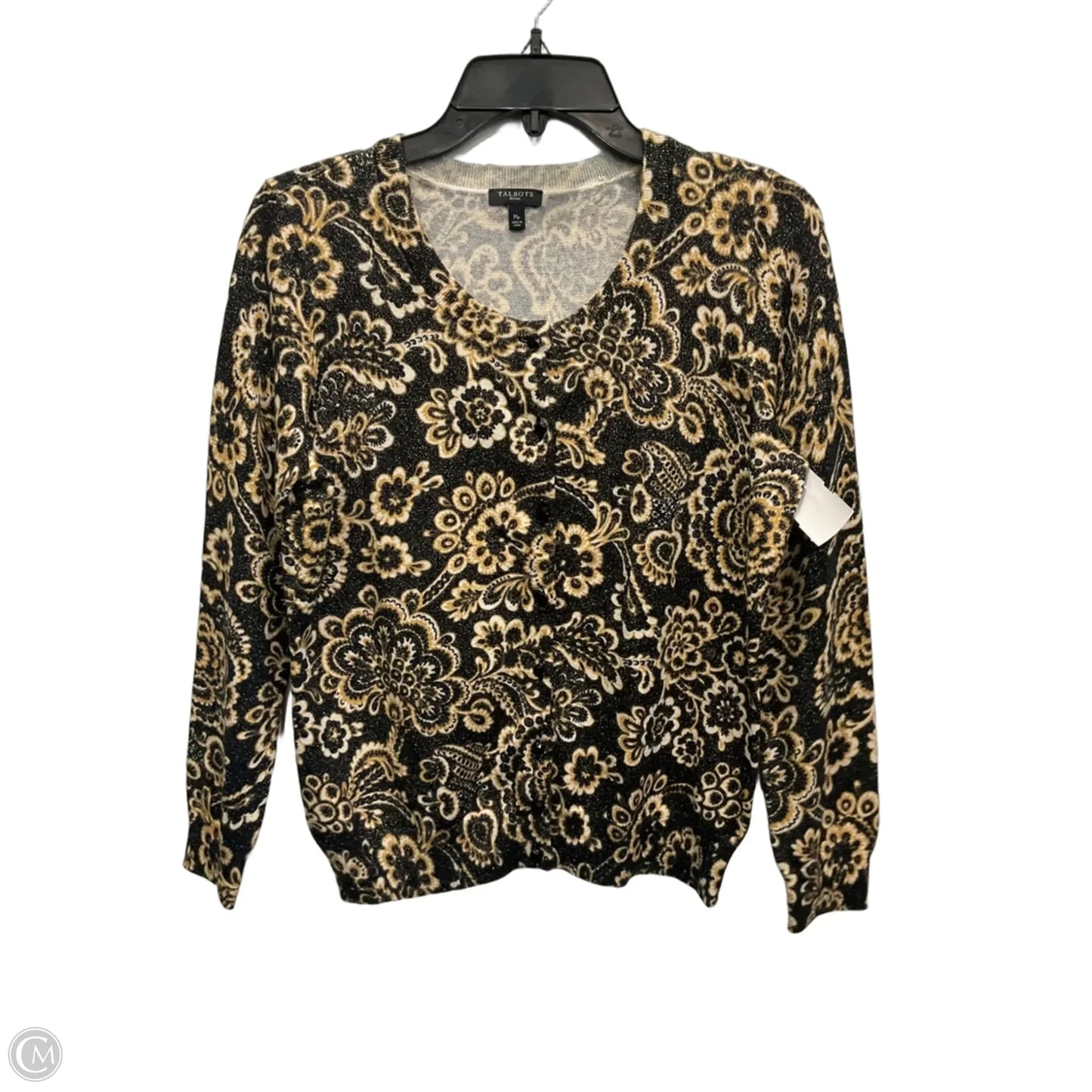 Cardigan By Talbots In Black & Gold, Size: Mp