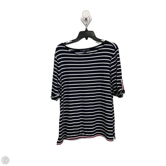 Top Short Sleeve By Tommy Hilfiger In Blue & White, Size: L