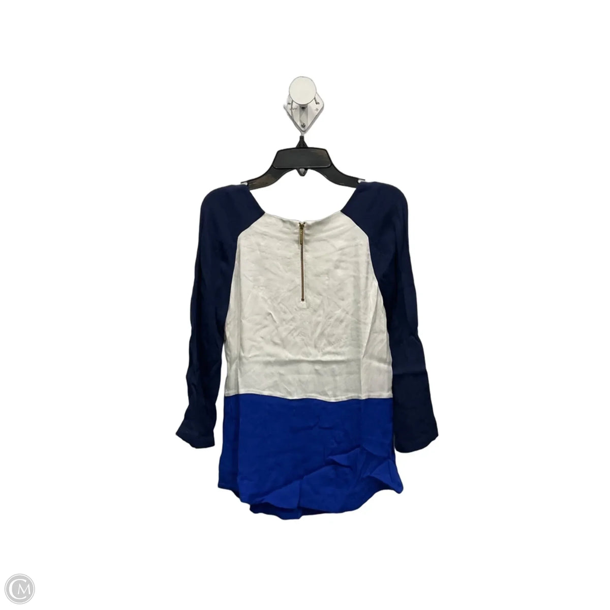 Top Long Sleeve By Massimo Dutti In Blue & White, Size: Xs