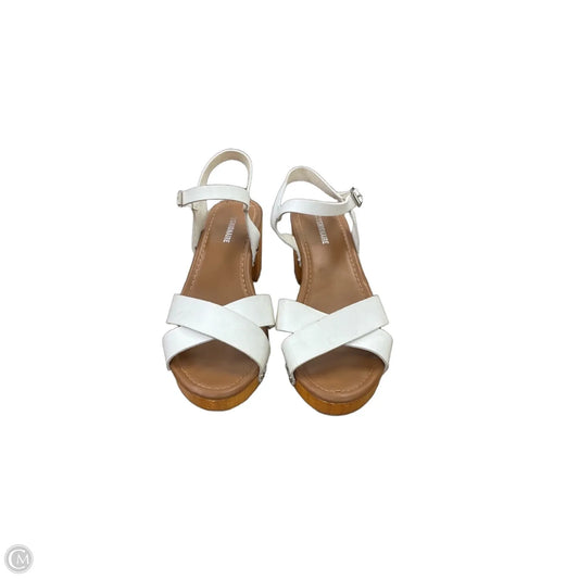 Sandals Heels Block By Cushionaire In White, Size: 8.5