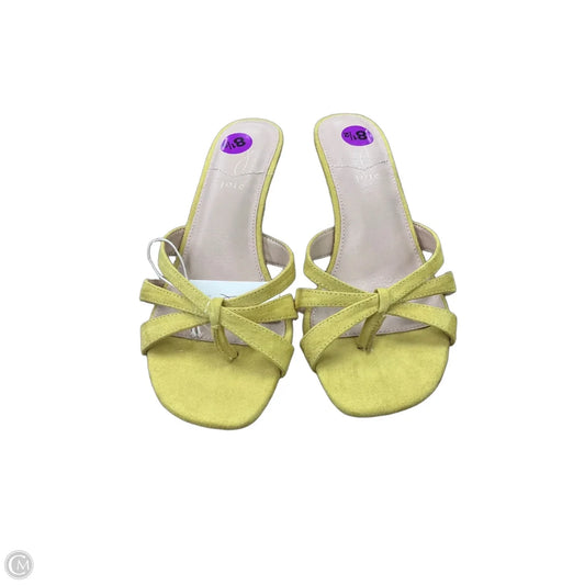 Sandals Heels Kitten By Joie In Yellow, Size: 8.5