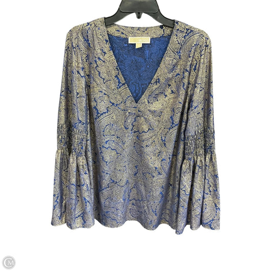 Top Long Sleeve By Michael By Michael Kors In Brown & Gold, Size: M