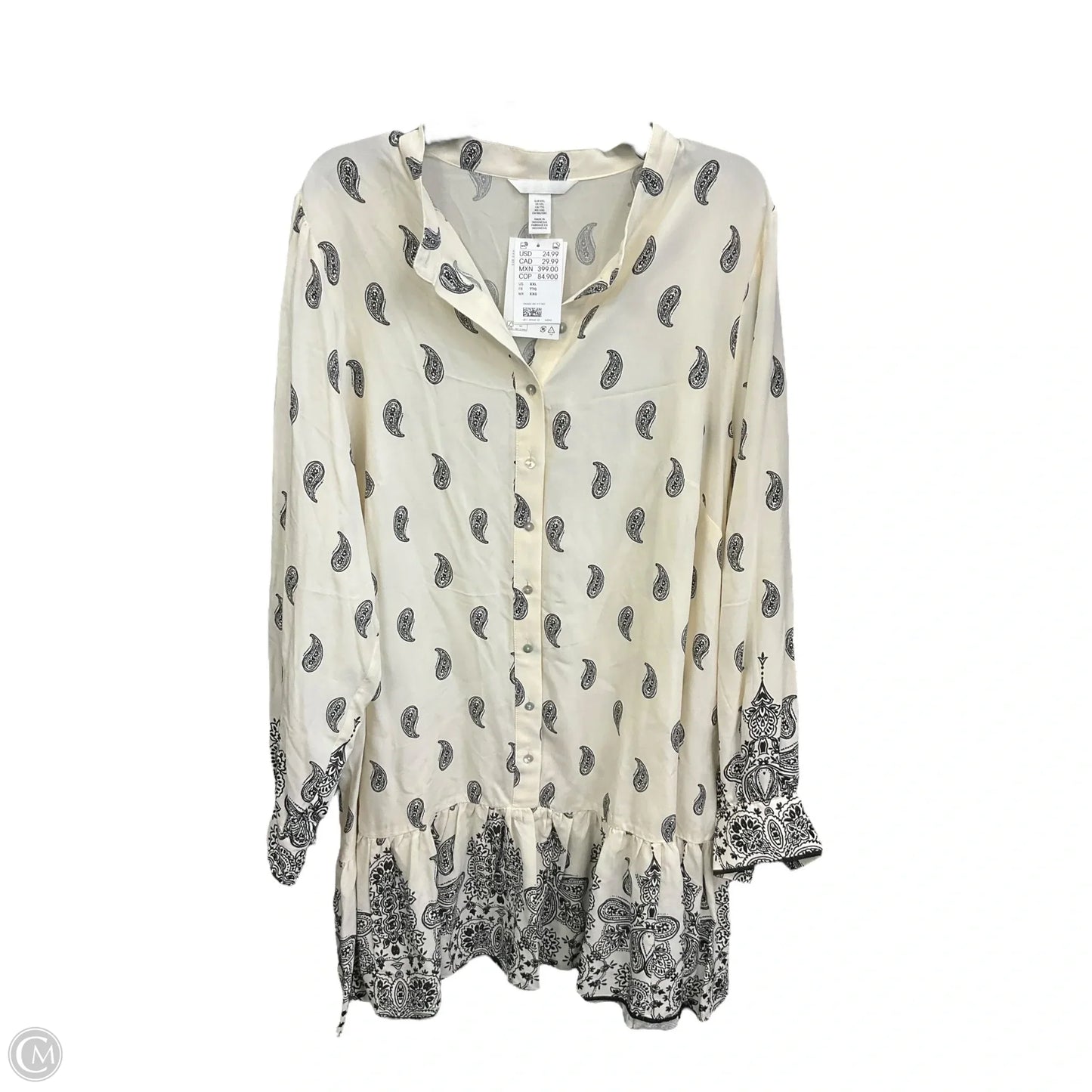 Dress Casual Midi By H&m In Black & Cream, Size: Xxl