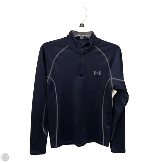 Athletic Top Long Sleeve Collar By Under Armour In Navy, Size: S