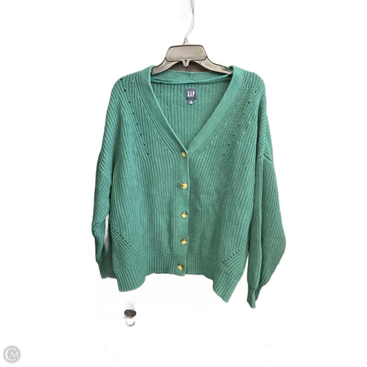 Sweater Cardigan By Gap In Green, Size: M