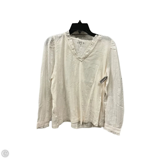 Top Long Sleeve By Loft In Cream, Size: Lp