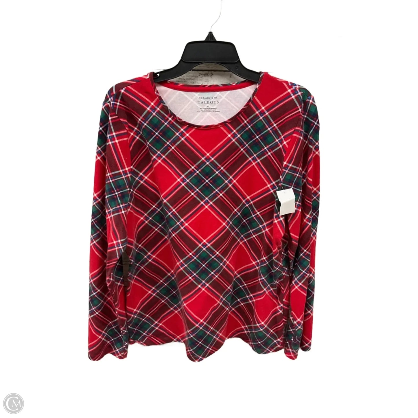 Top Long Sleeve Basic By Talbots In Plaid Pattern, Size: Xl