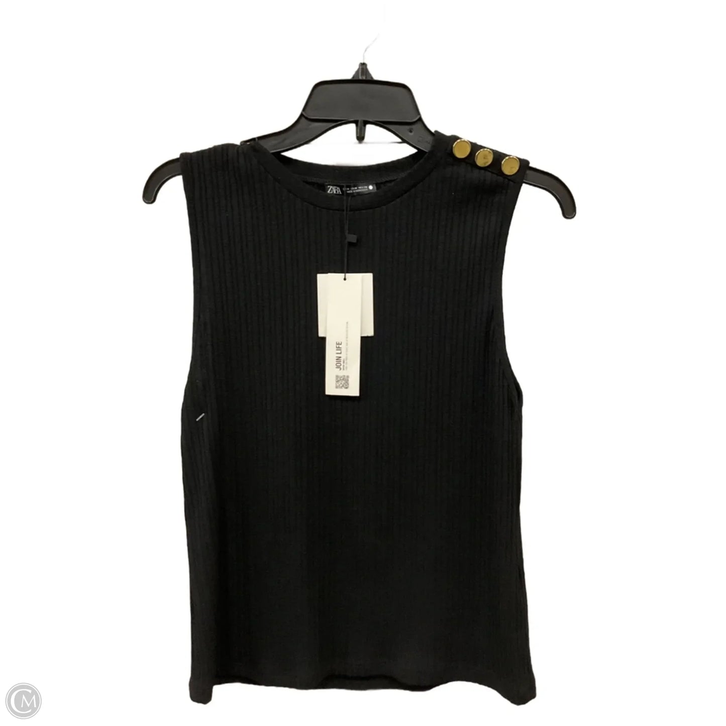Top Sleeveless By Zara In Black, Size: M