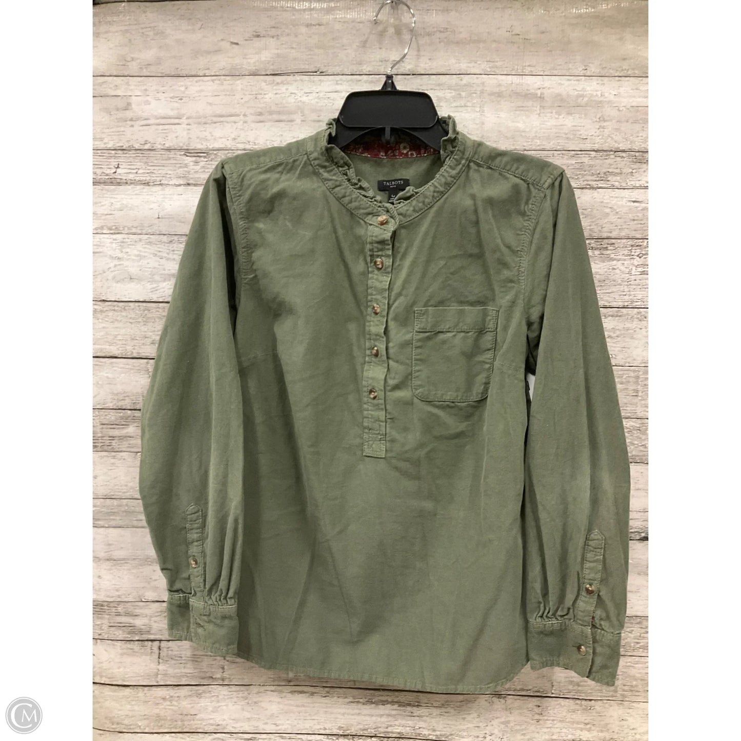 Top Long Sleeve By Talbots In Green, Size: Lp
