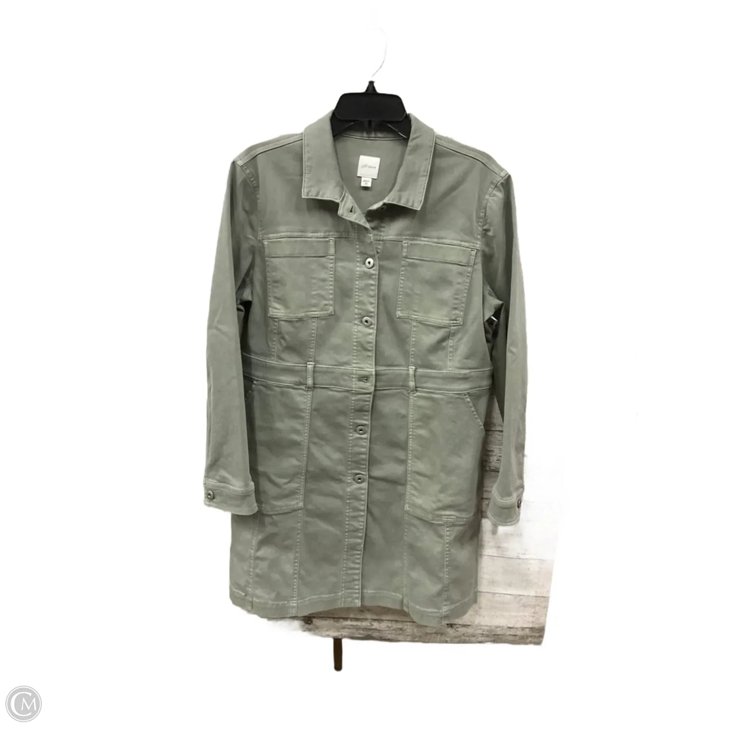 Jacket Denim By J. Jill In Green Denim, Size: M