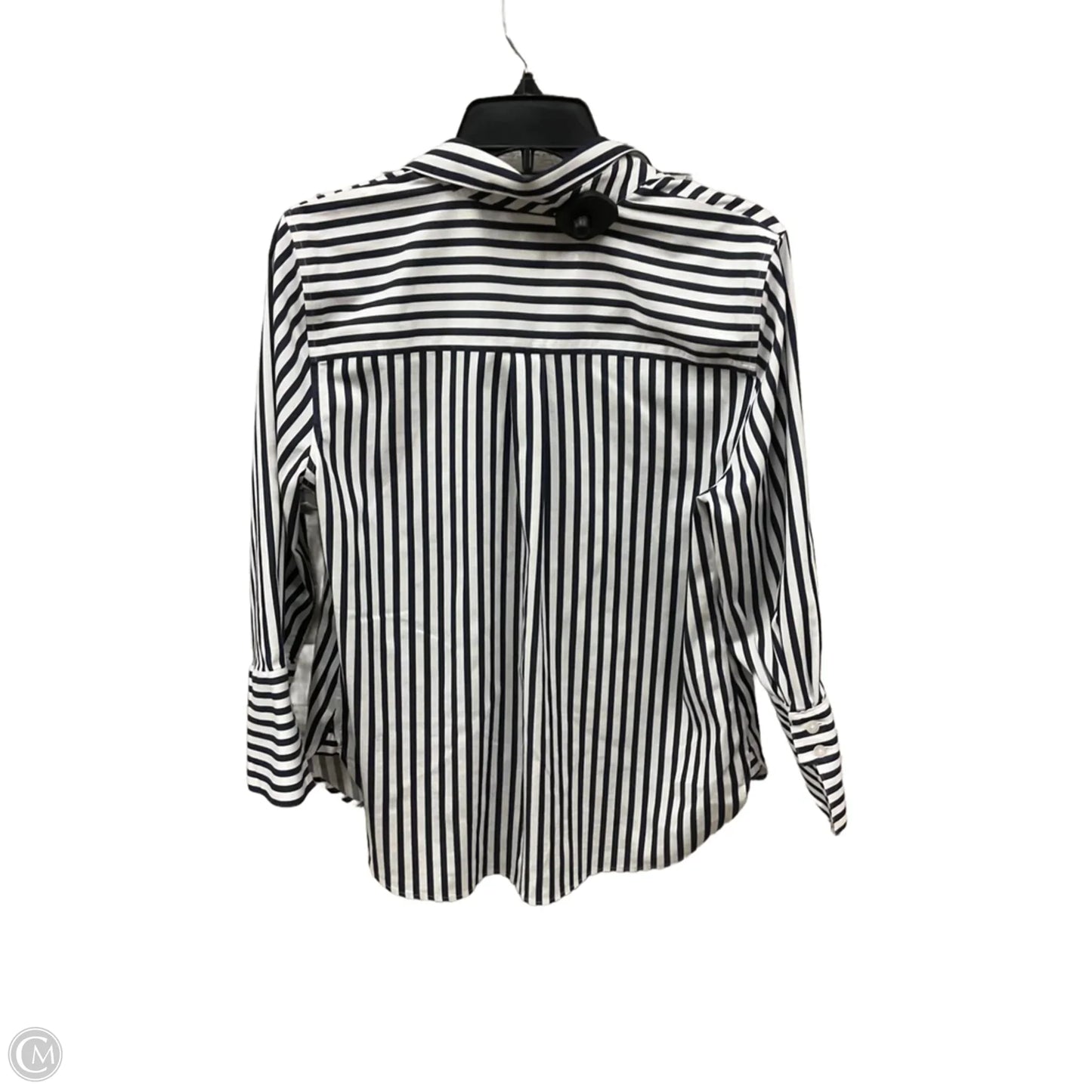 Blouse Long Sleeve By Chicos In Striped Pattern, Size: M