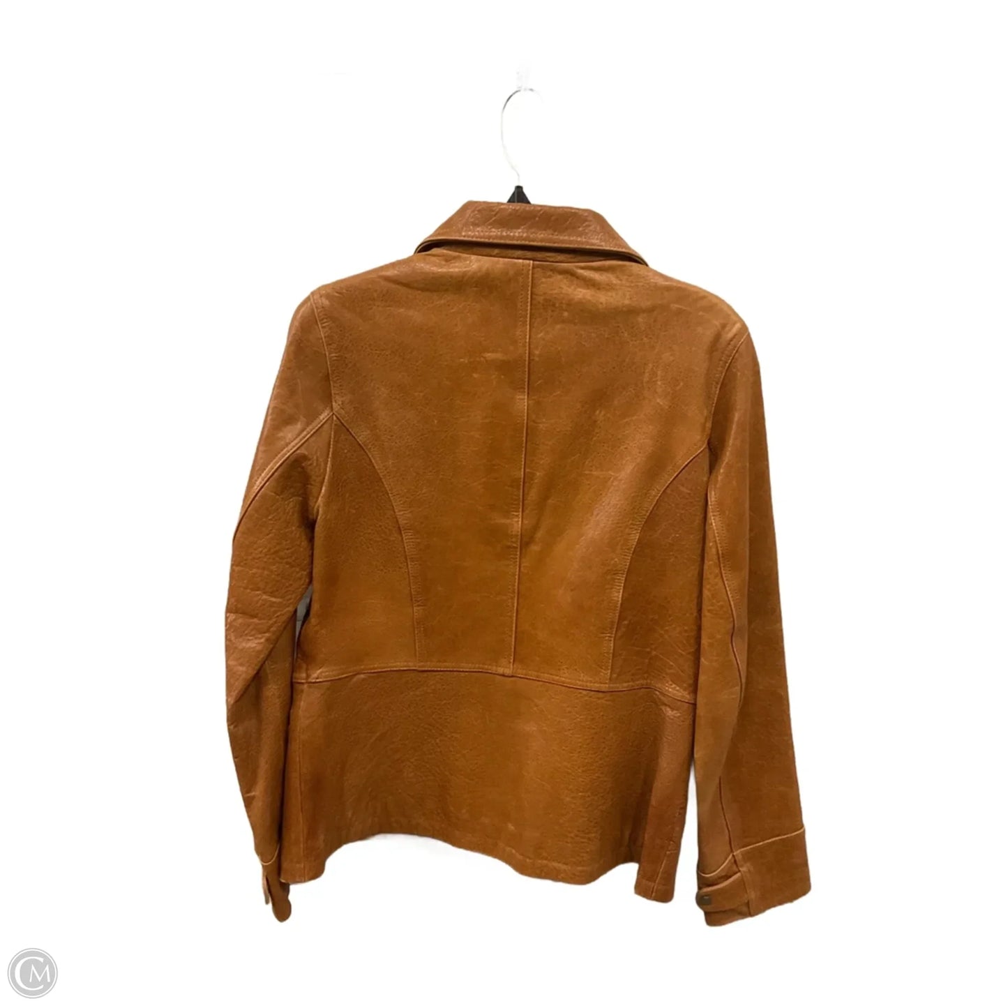 Jacket Moto Leather By Clothes Mentor In Brown, Size: S