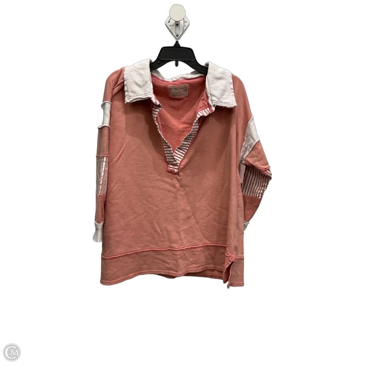 Top Long Sleeve By We The Free In Pink & White, Size: S