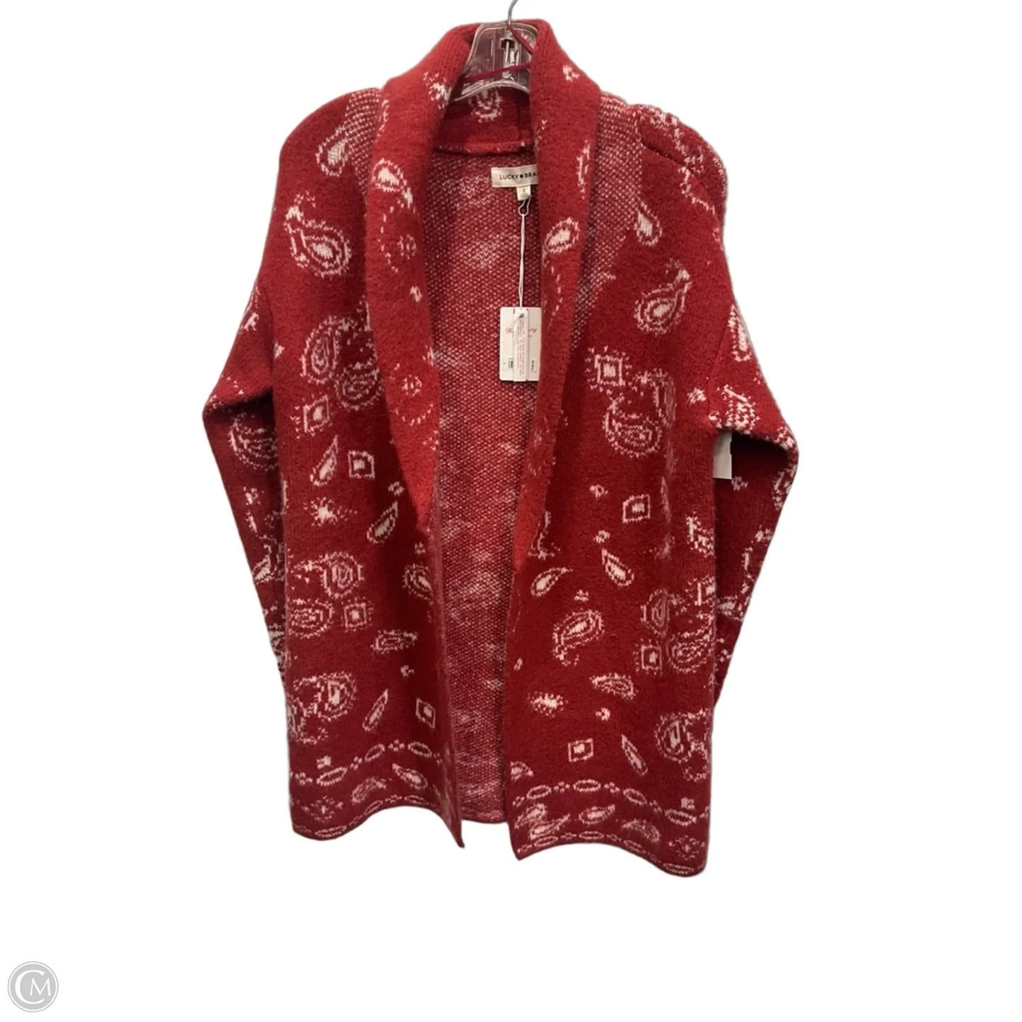 Cardigan By Lucky Brand In Red & White, Size: S