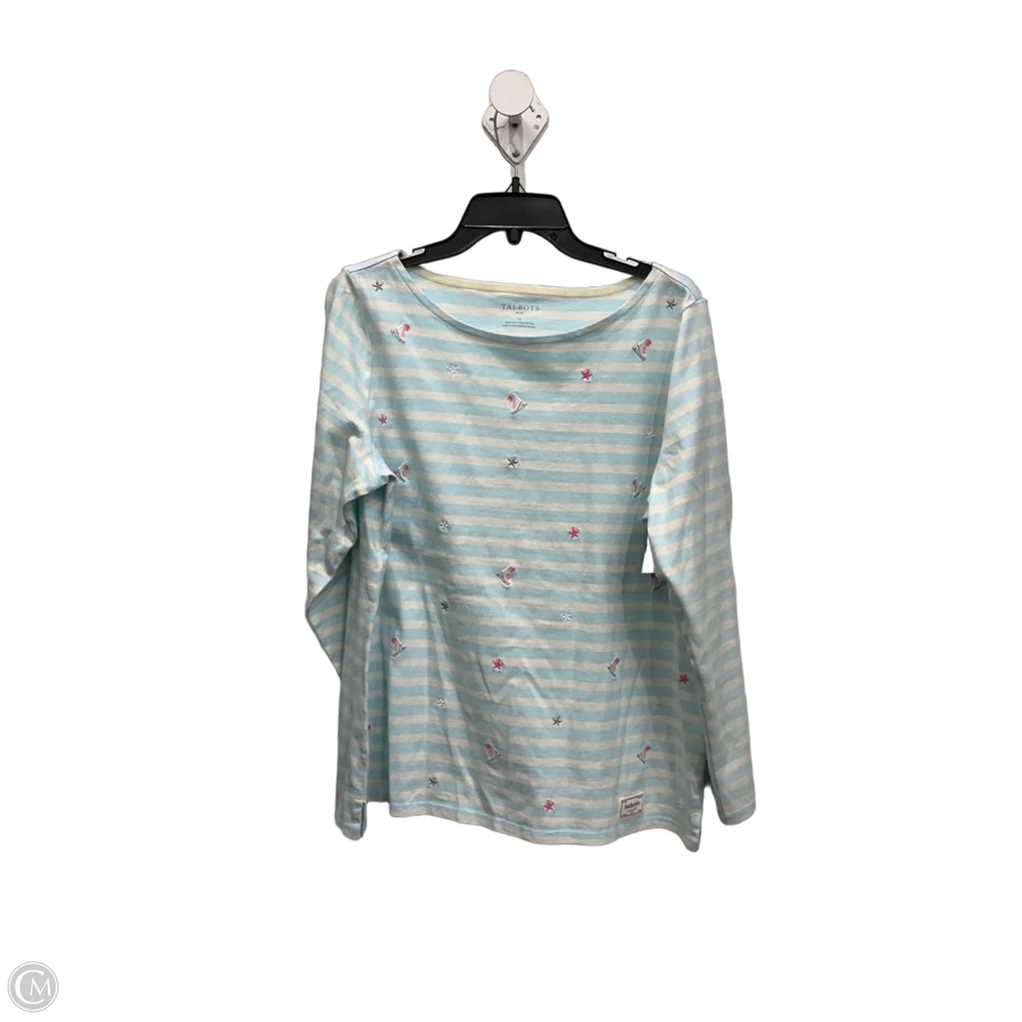 Top Long Sleeve By Talbots In Blue & White, Size: 1x