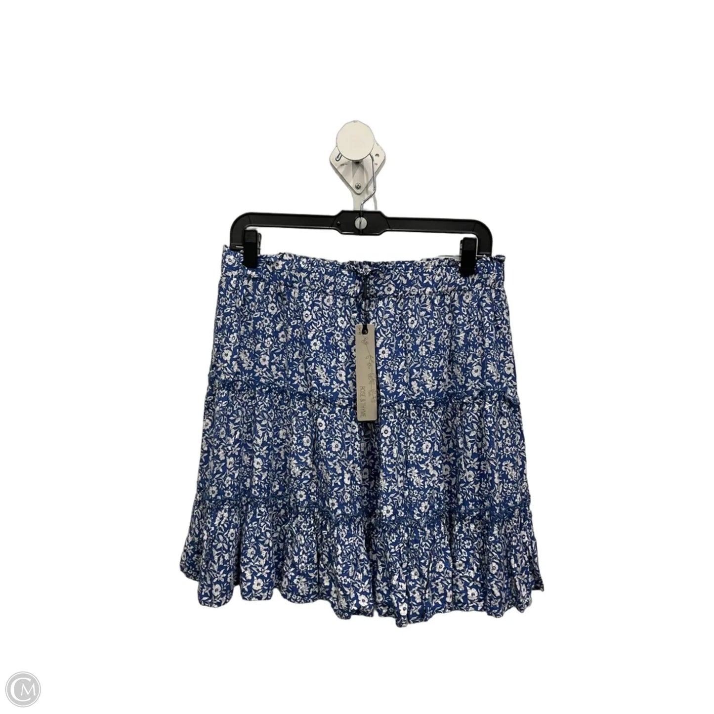 Skirt Midi By Clothes Mentor In Blue & White, Size: L