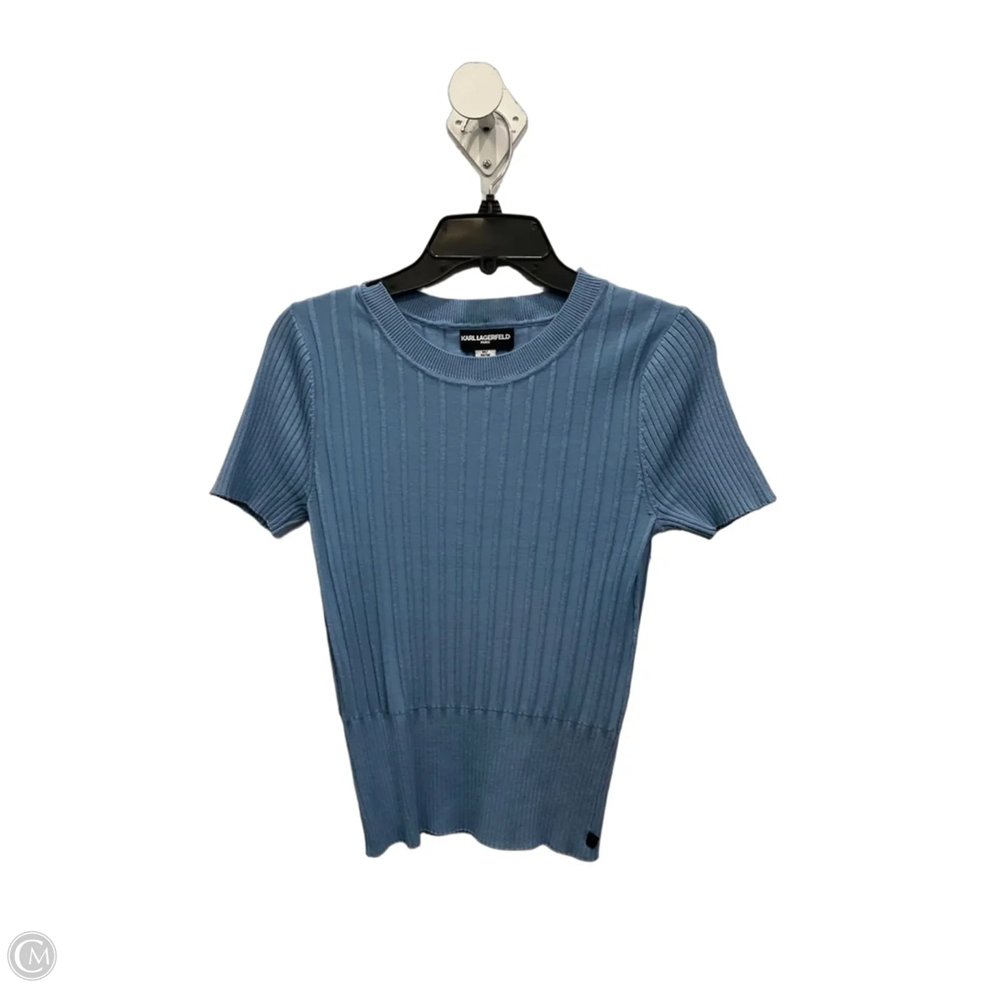 Top Short Sleeve Designer By Karl Lagerfeld In Blue, Size: M