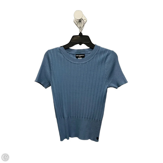 Top Short Sleeve Designer By Karl Lagerfeld In Blue, Size: M