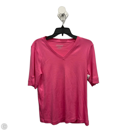 Top Short Sleeve By Chicos In Pink, Size: M