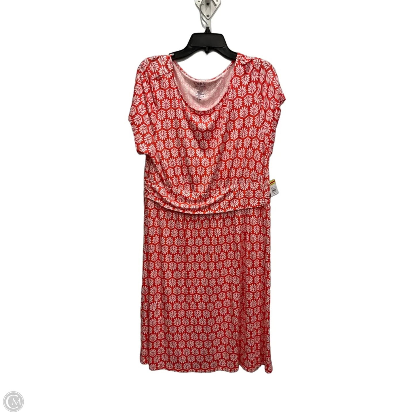 Dress Casual Midi By Croft And Barrow In Orange & White, Size: L