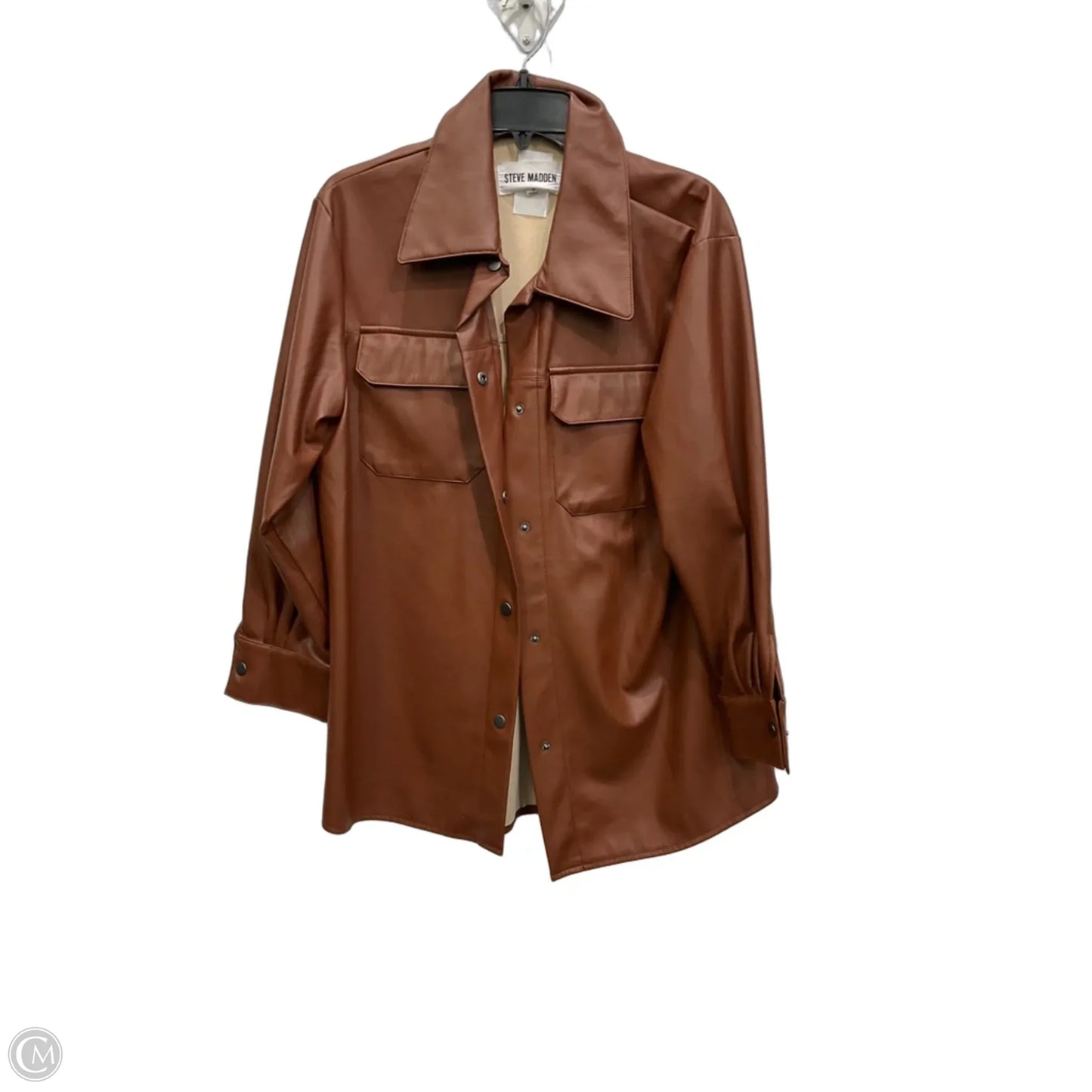 Jacket Leather By Steve Madden In Brown, Size: S