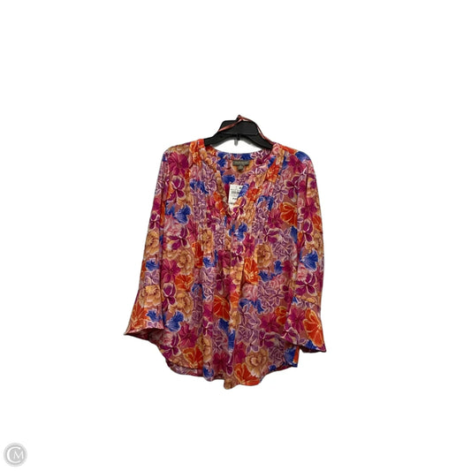 Blouse Long Sleeve By Style And Company In Floral Print, Size: Xlp