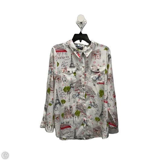 Blouse Designer By Karl Lagerfeld In White, Size: Xl