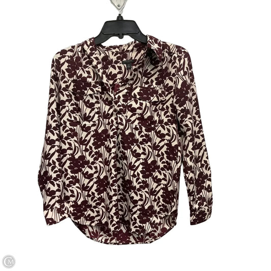 Blouse Long Sleeve By Ann Taylor In Red & White, Size: Xs