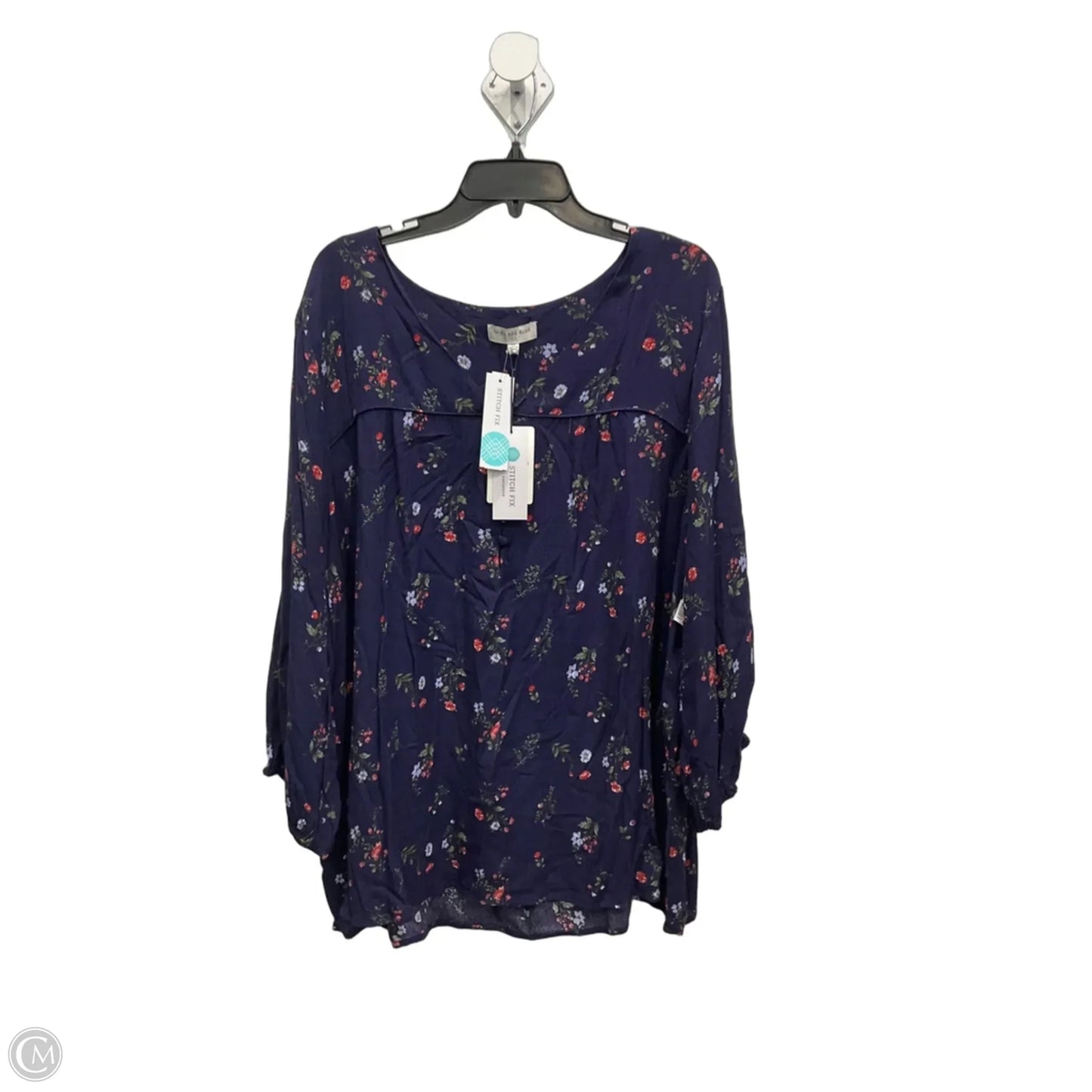 Top 3/4 Sleeve By Skies Are Blue In Floral Print, Size: 3x