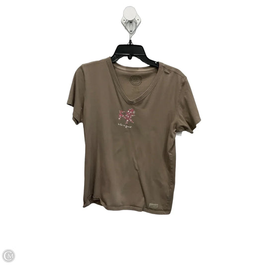 Top Short Sleeve By Life Is Good In Brown, Size: L