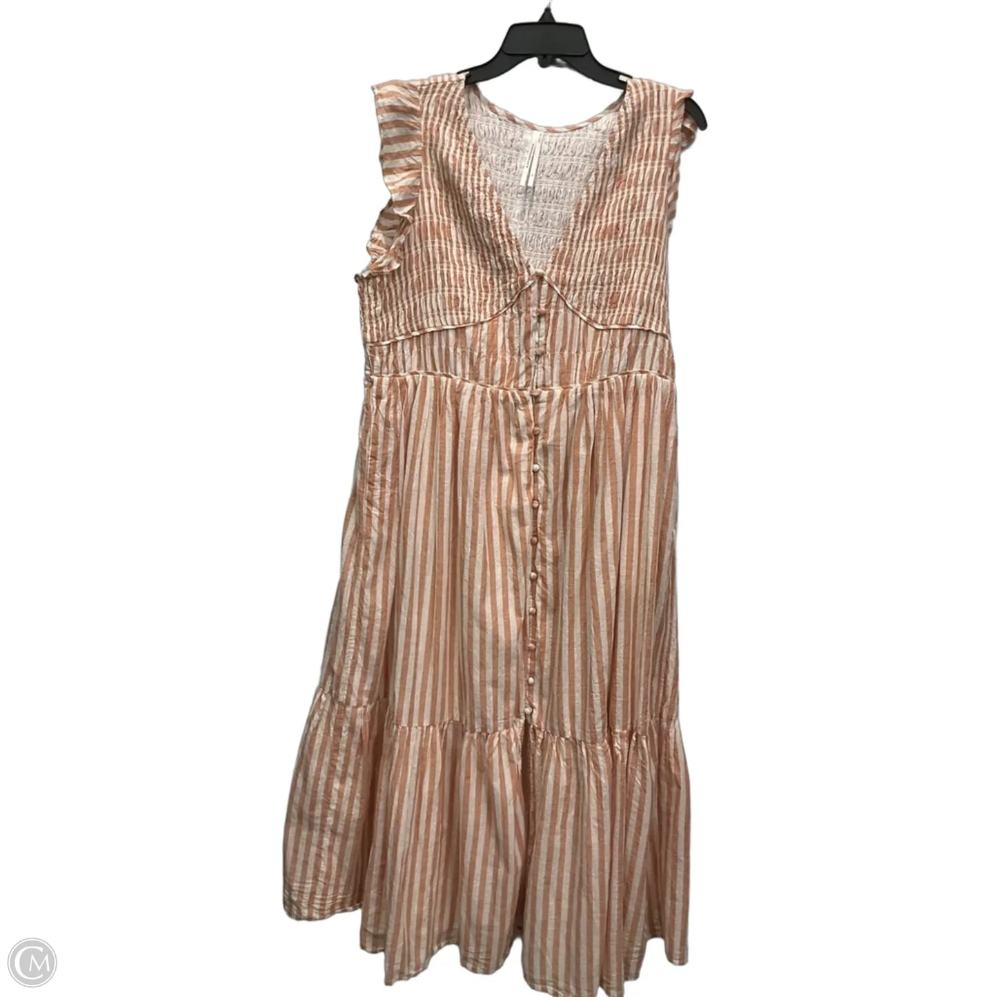 Dress Casual Maxi By Anthropologie In Orange & White, Size: 1x