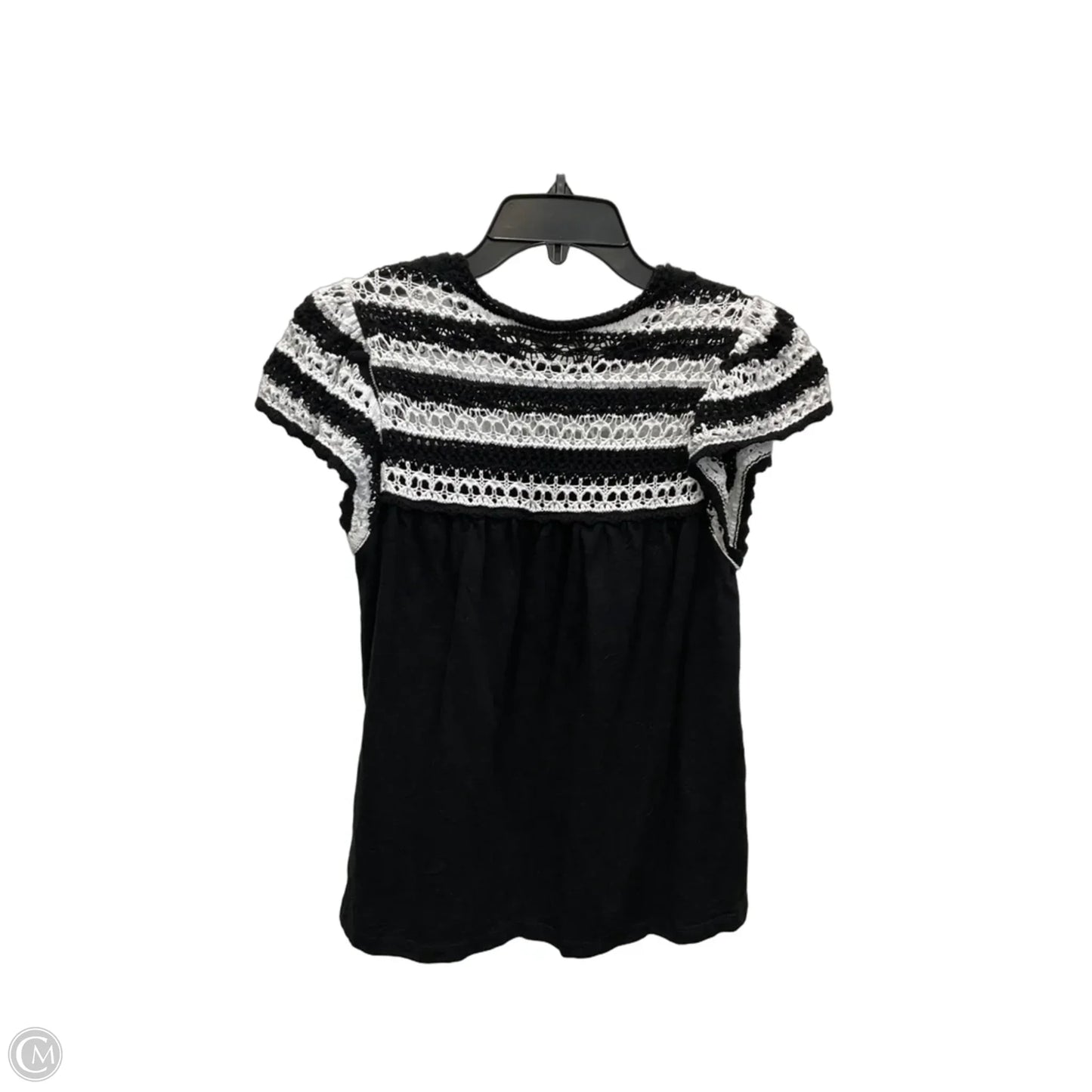 Top Short Sleeve By Loft In Black & White, Size: S