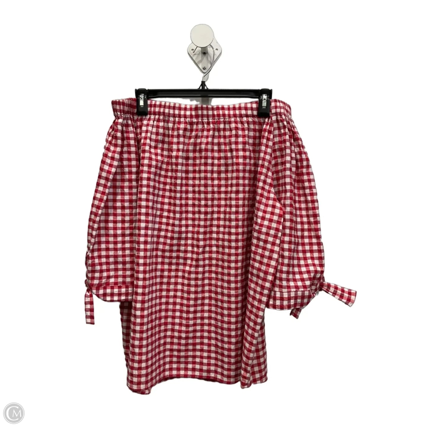 Top 3/4 Sleeve By Per Se In Red & White, Size: Xl