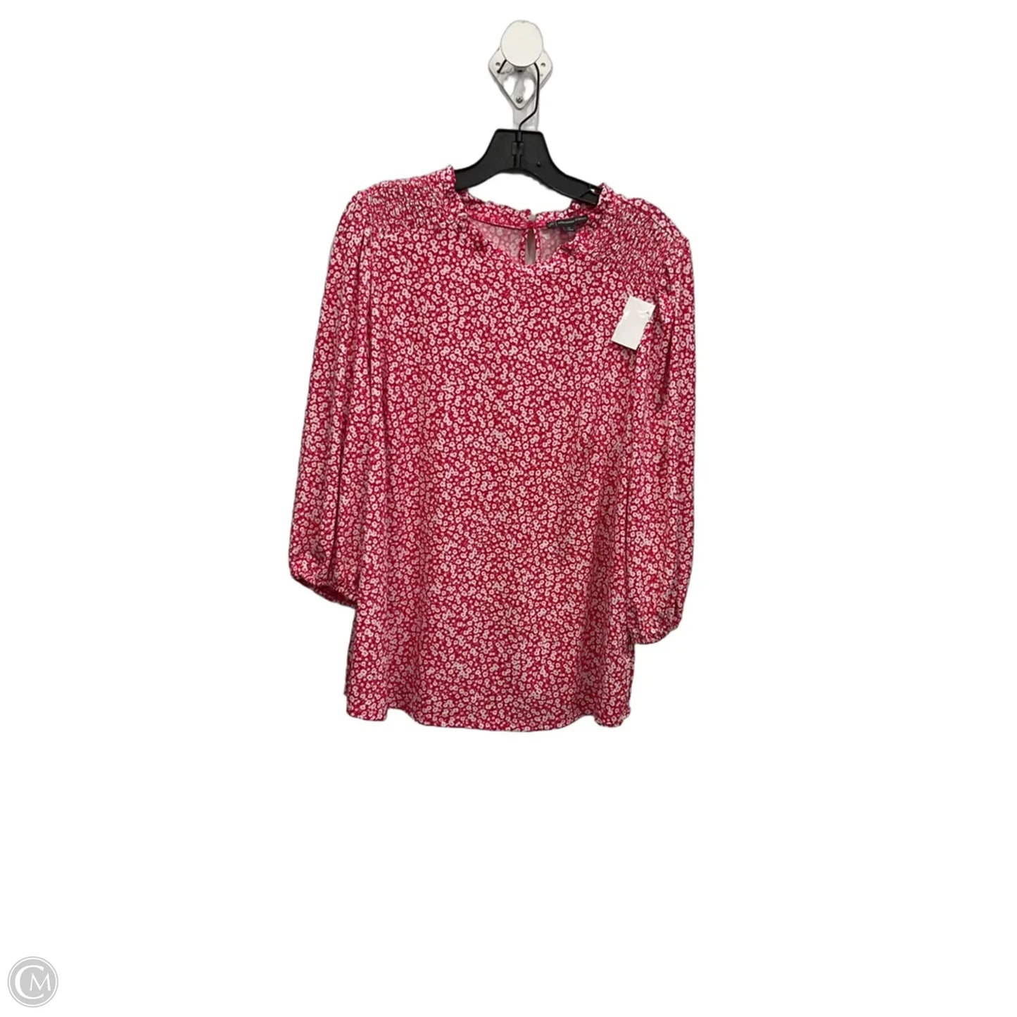 Top 3/4 Sleeve By Adrianna Papell In Pink & White, Size: 1x