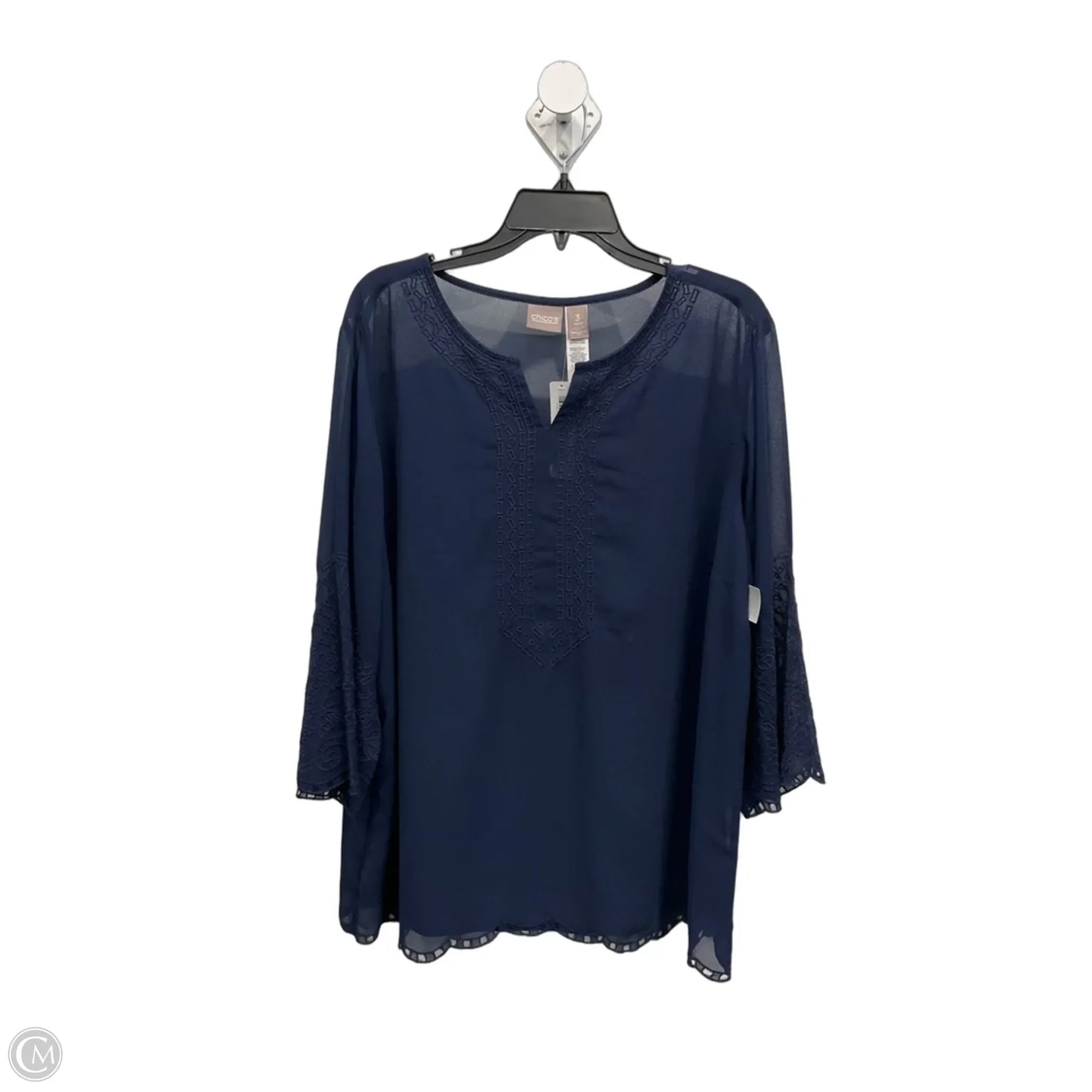 Top 3/4 Sleeve By Chicos In Navy, Size: Xl