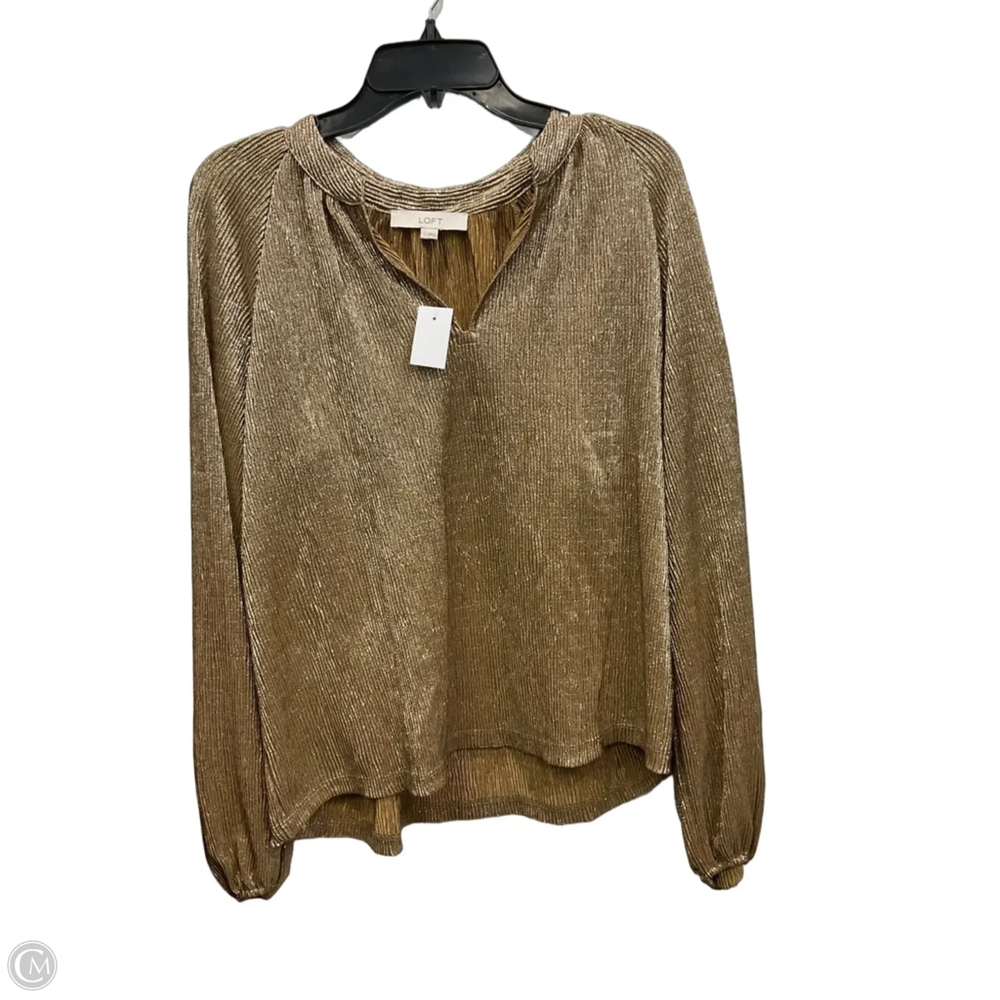 Top Long Sleeve By Loft In Gold, Size: S