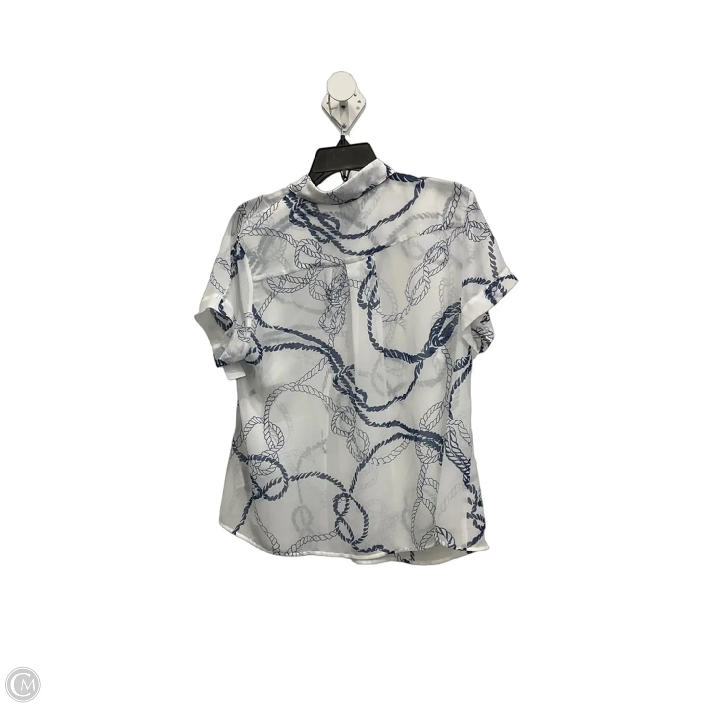 Blouse Short Sleeve By Cabi In Blue & White, Size: M