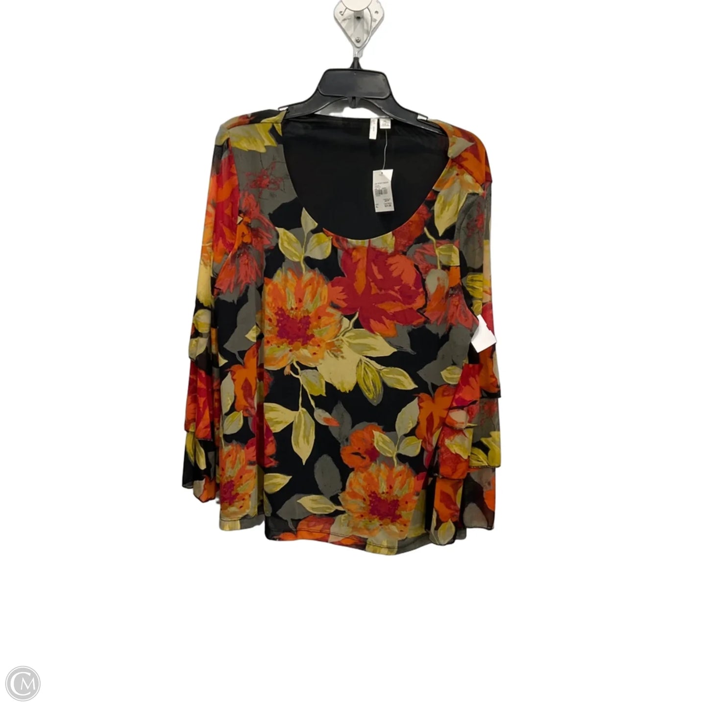 Top Long Sleeve By C Est. 1946 In Floral Print, Size: Xs