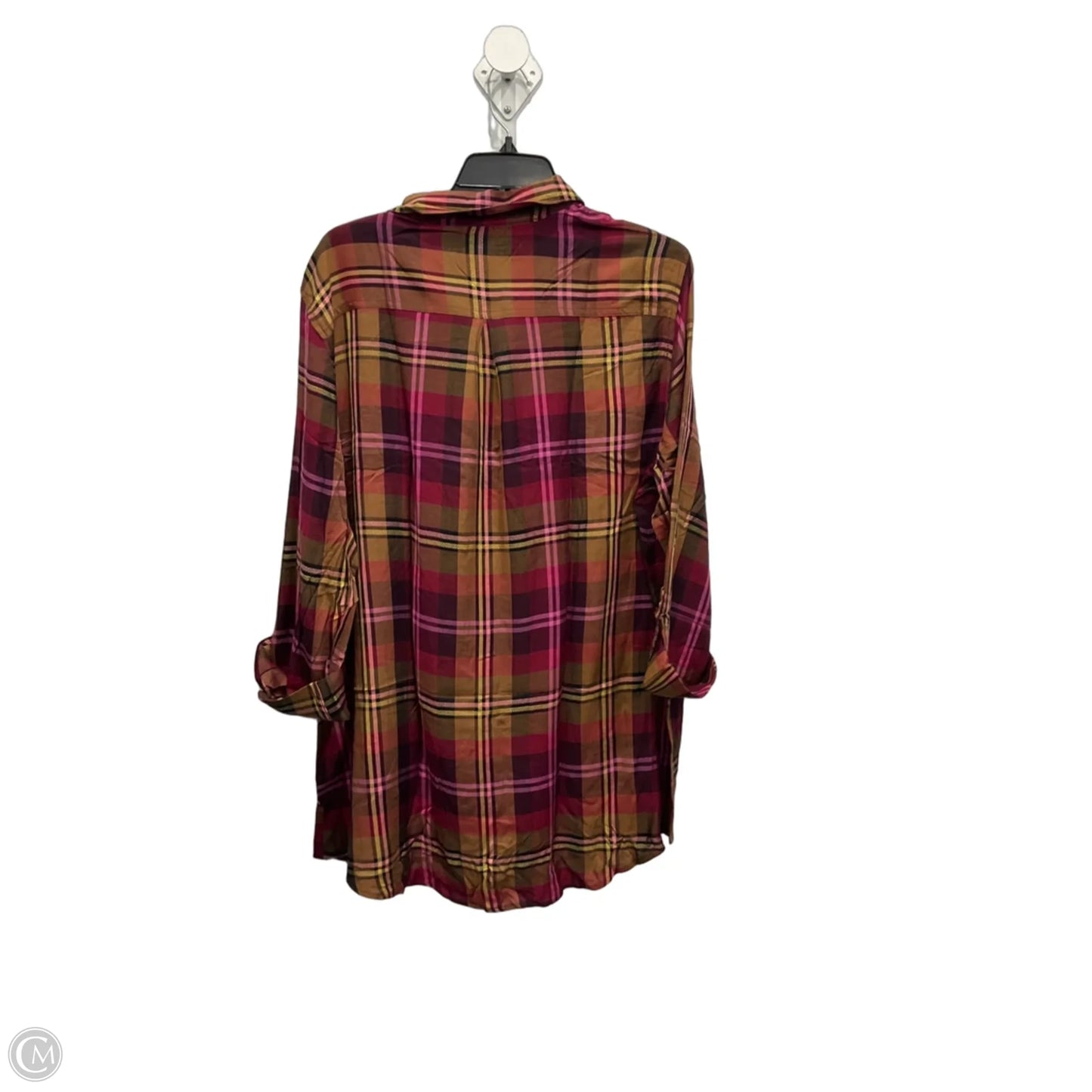 Blouse Long Sleeve By C Est. 1946 In Brown & Pink, Size: Xl