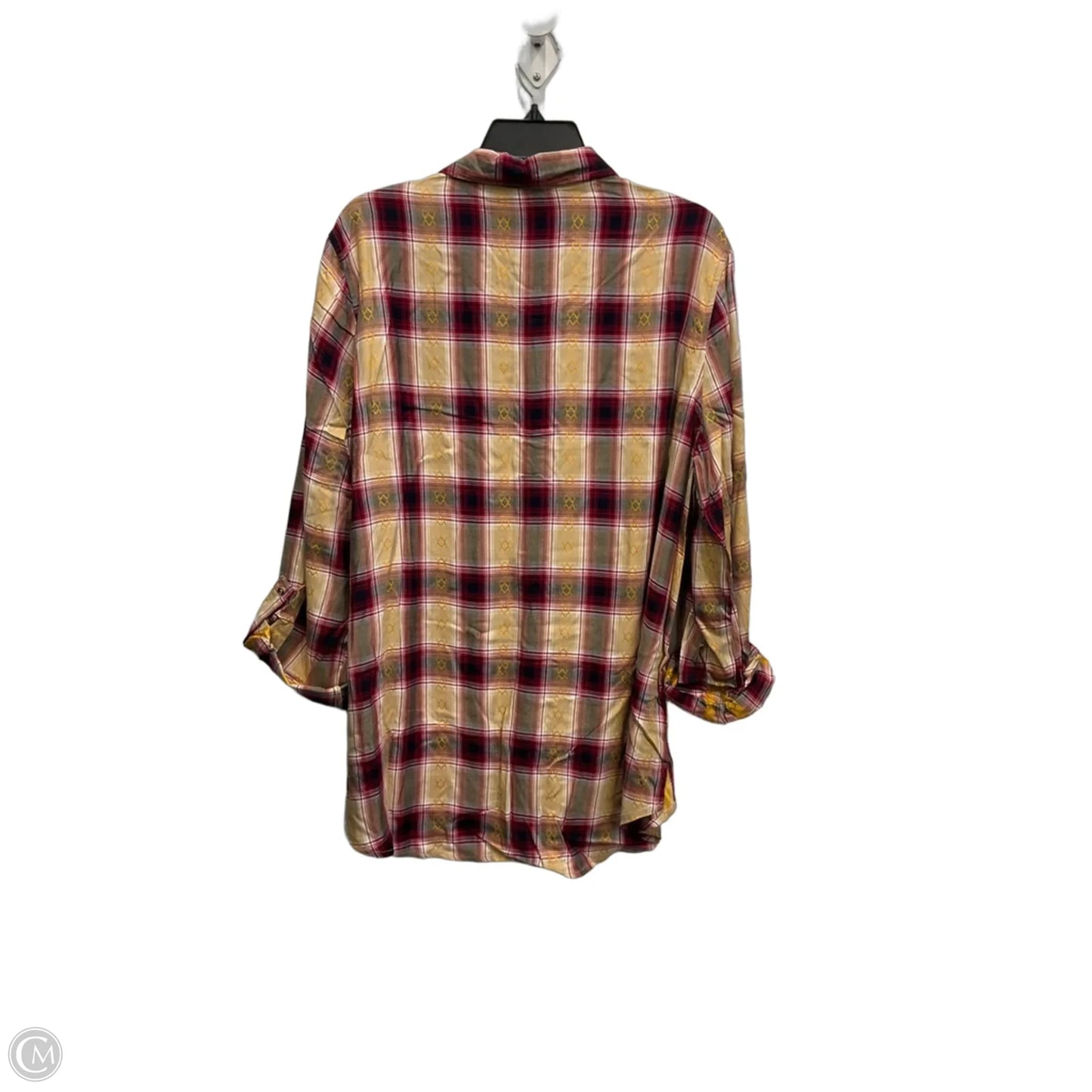Blouse Long Sleeve By Cato In Cream & Red, Size: Xl