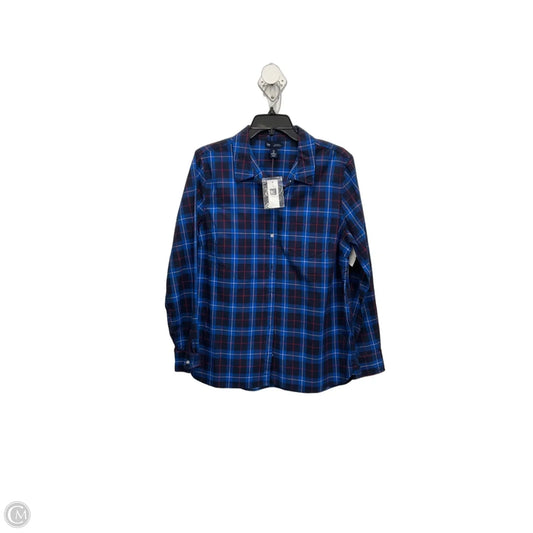 Blouse Long Sleeve By Gap In Blue, Size: L
